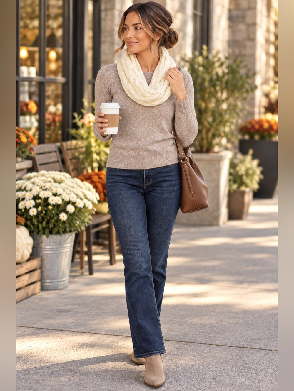 Old Navy Ivory Cable Knit Infinity Scarf Chunky Fisherman Knit